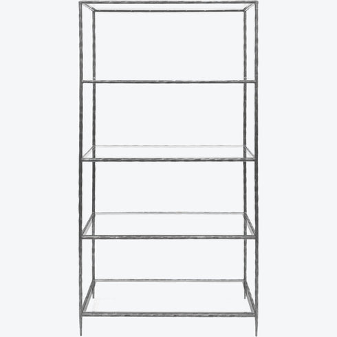 Libra Patterdale Hand Forged Shelving Unit Table Brushed Grey with Glass Shelves